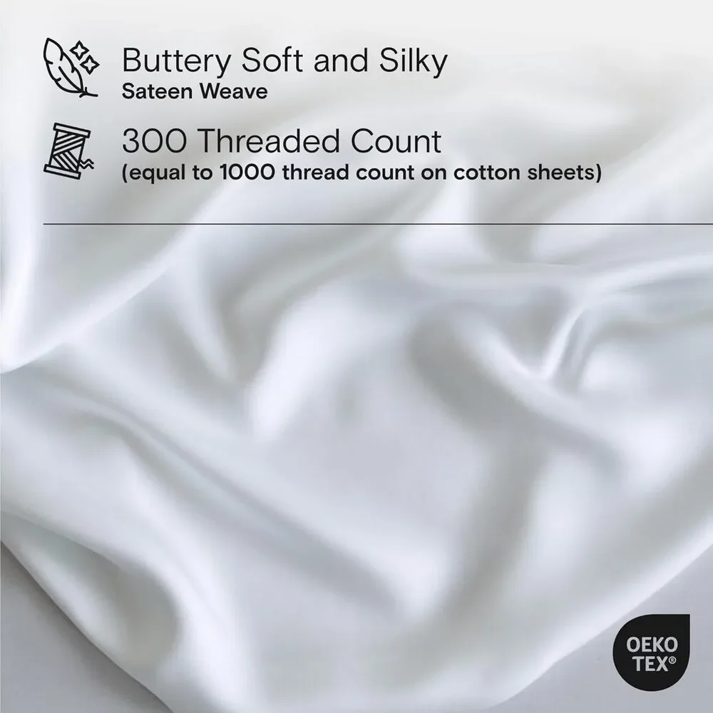 NWT Sijo DOZ Bamboo Sheet Set 2 PC- 1 Pillowcases 1 Fitted Sheet Snow Twin